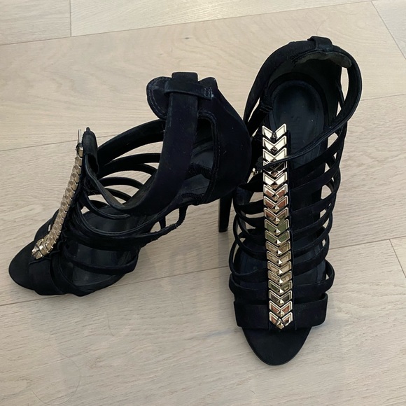 Schutz size 7.5 Black Suede Sandals. - Picture 4 of 5